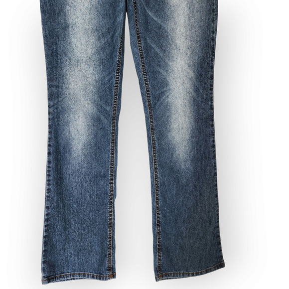 Y2K LEI Ashley Low Rise Slim Bootcut Jeans Brown Stitching Pocket Design Jeans 2 - Picture 4 of 10